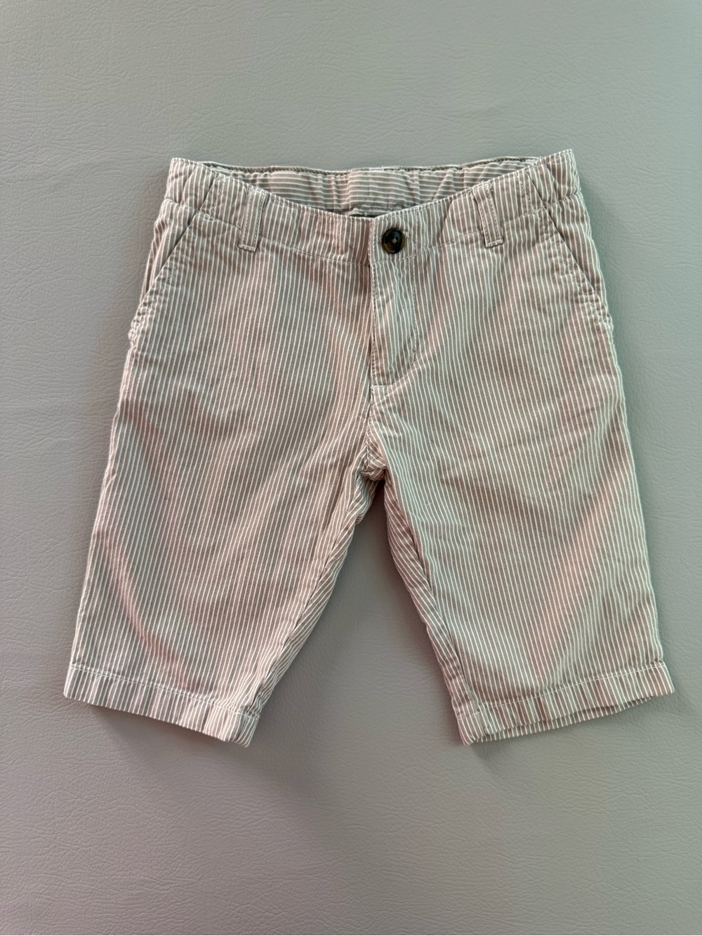 Petit Bateau Tan Stripe Long Bermuda Style Shorts Boys Size 8 128cm RUNS SMALL